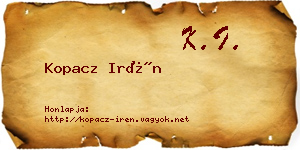 Kopacz Irén névjegykártya